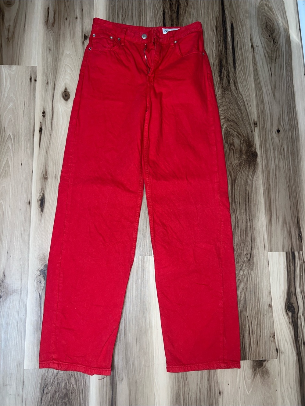 Zara Red Straight-Leg Men's Chinos